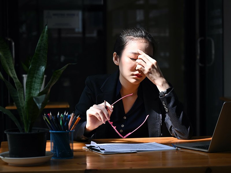 stressed woman at work
